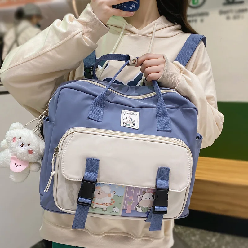 

Summer Kawaii Multi-function Fashion Girl Student Backpack Korean Contrast Color Transparent Small Schoolbag Women Travel Bag