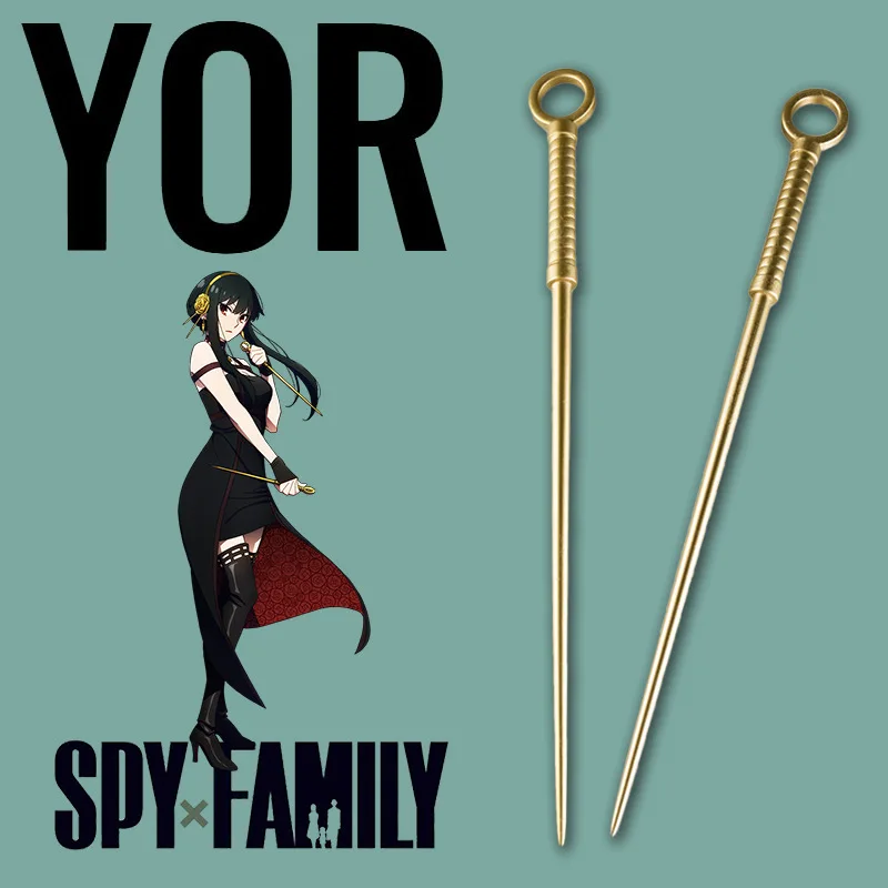

Anime Spy X Family Yor Forger Cosplay Weapons Yor Briar Cos PU Props Golden Color Needles Thorn Princes Accessories Role Play