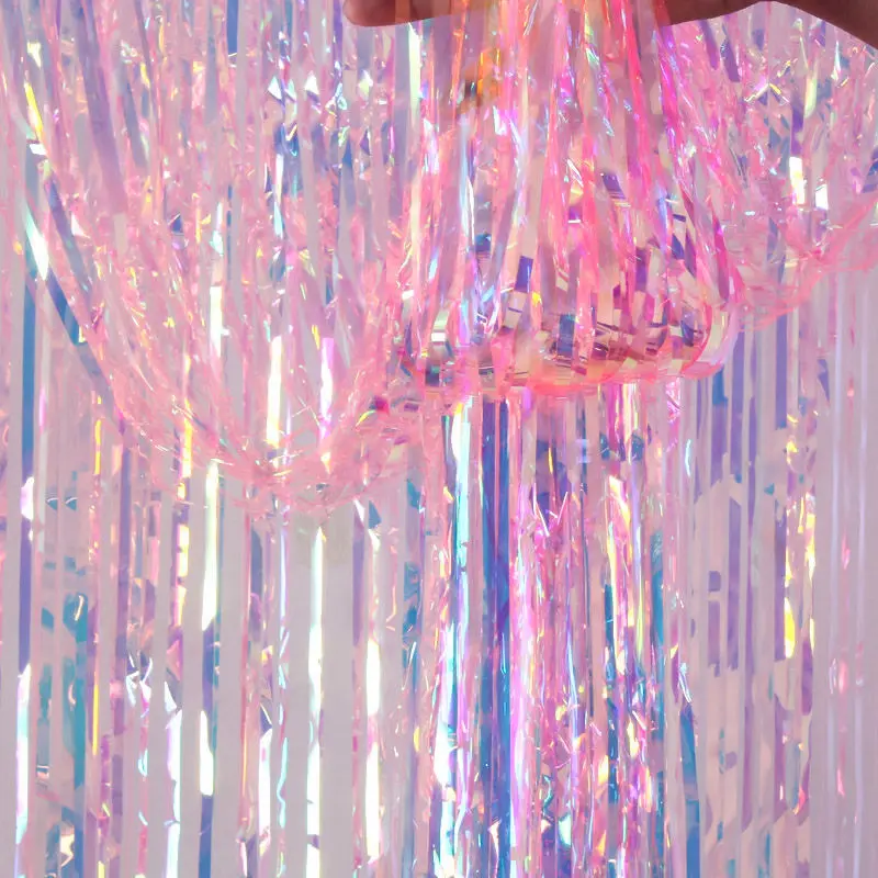 

Радужная фольга бахрома занавеска 1x2 м