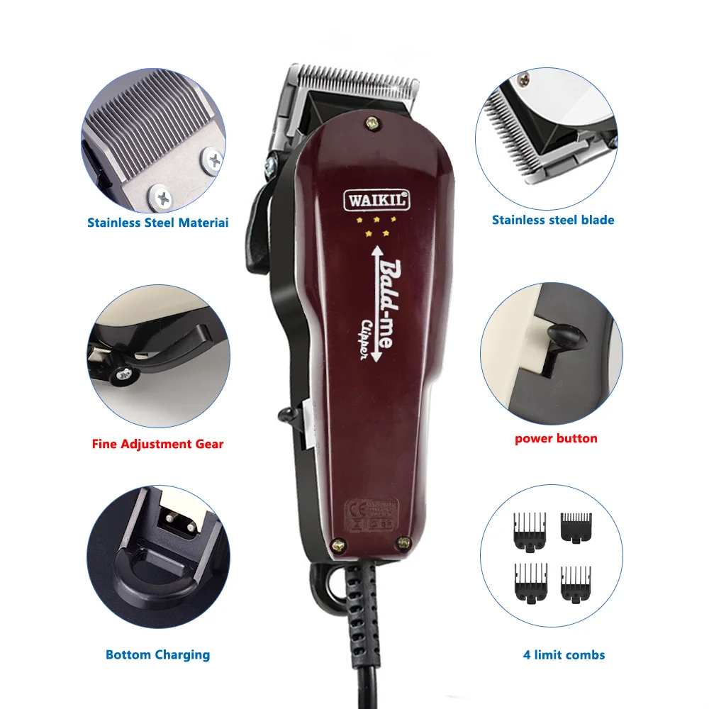 Men's Wired Professional Hair Clipper New Carbon Steel Adjustable European Standard Charging Electric Shaver Adult Kid Haircut enlarge