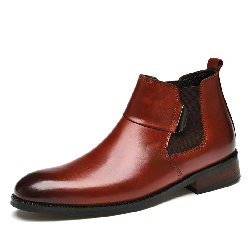 

Natural Leather Boots Men Handmade Retro Ankle Men Boots Non-Slip Outdoor Waterproof Autumn Bussiness Dress Shoes Men