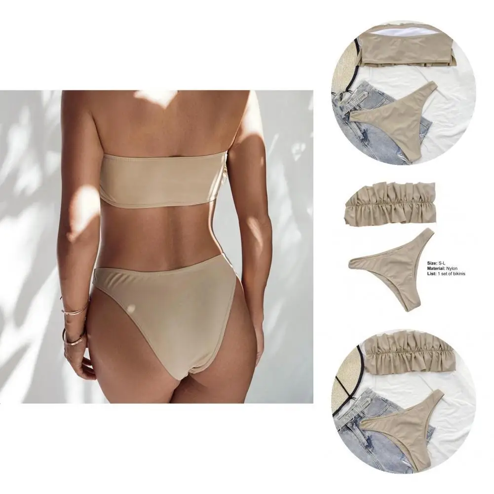 

2 шт./компл. шикарный женский купальник со средней талией и открытыми плечами, женский купальник, удобный купальный костюм