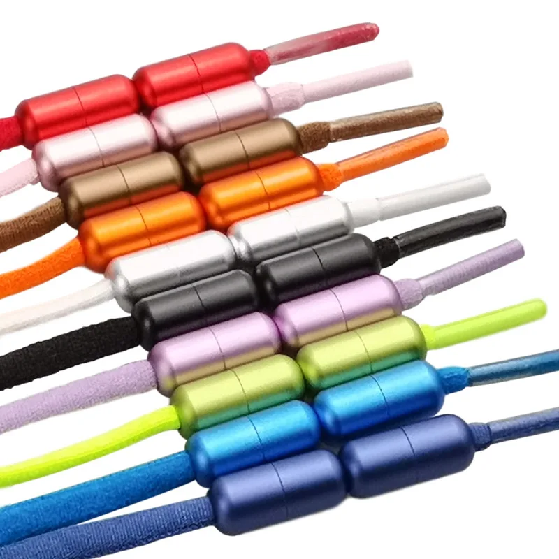2022 New Elastic Color Semicircle Capsule No Tie Shoe Laces Metal Buckle Lazy ShoeLaces for Kids /Adult Shoe Accessories