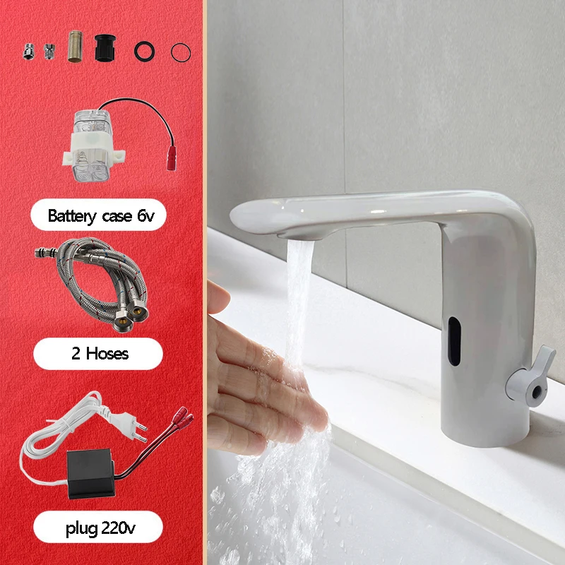 Умный автоматический смеситель для раковины кран полностью из латуни меди