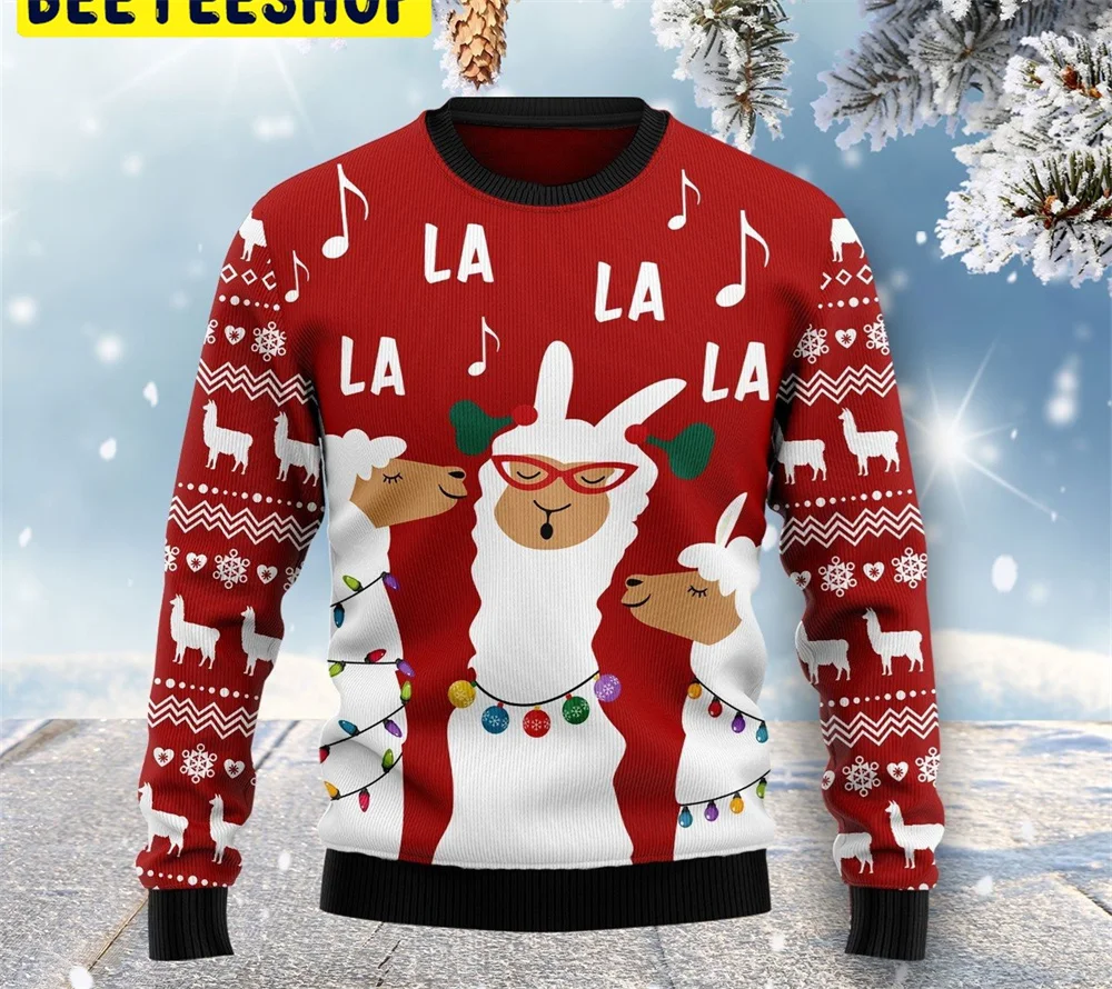 2024 fall christmas new 3d print faux sweater hoodies and pullovers mens men's clothing unisex menswear ...