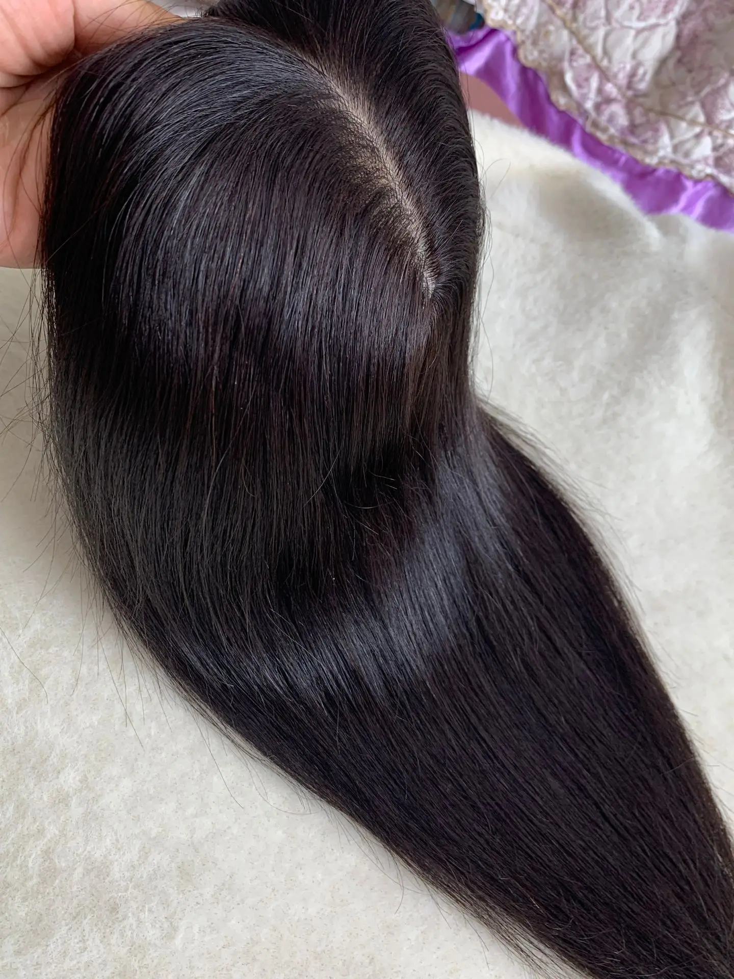 Женский парик из натуральных человеческих волос на шелковой основе