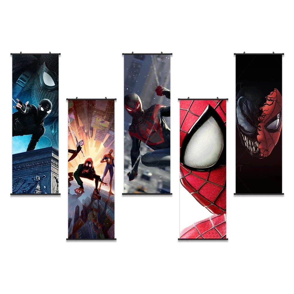 

Canvas Spider Man Home Decoration Movie Poster Print Pictures Wall Art Marvel Plastic Scroll Hanging Painting Bedside Background