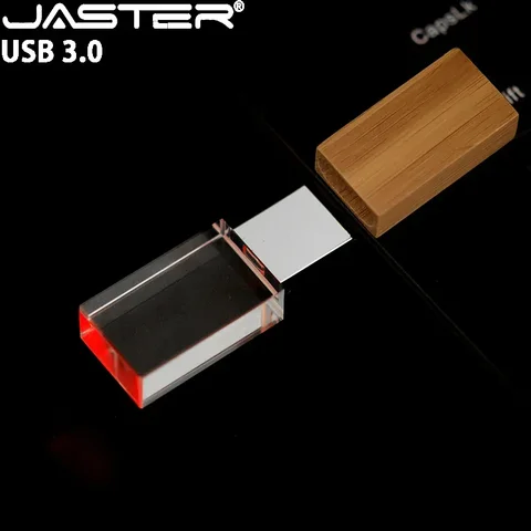 JASTER Высокоскоростной флэш-накопитель USB 3.0 128 ГБ 64 ГБ Fashion Crystal Pen Drive Бесплатный индивидуальный логотип Красочный светодиодный бизнес-подарок USB-накопитель