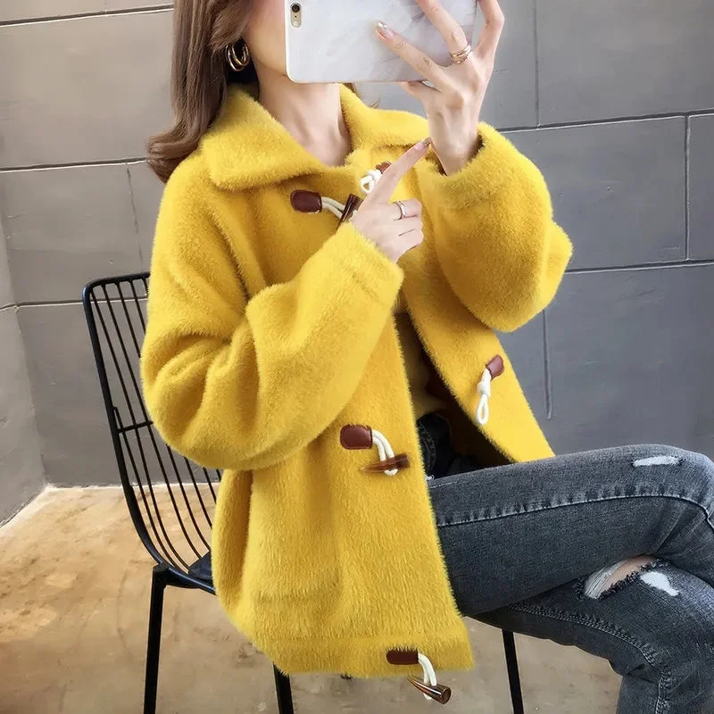 Женский топ из норкового меха свободное трикотажное пальто в Корейском стиле