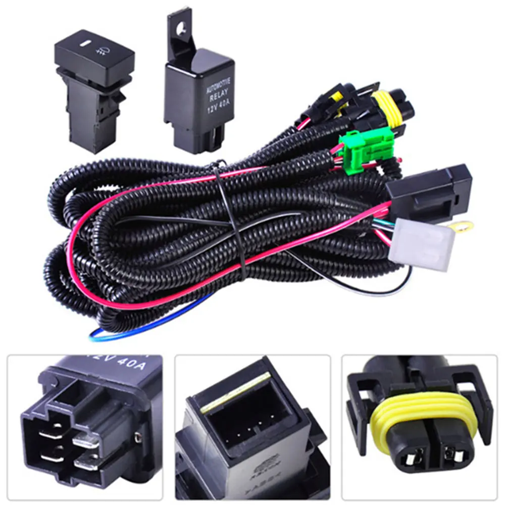 

H11 H8 H16 Fog Light Lamps Wiring Harness LED Indicator Switch Kit 12V 40A Relay