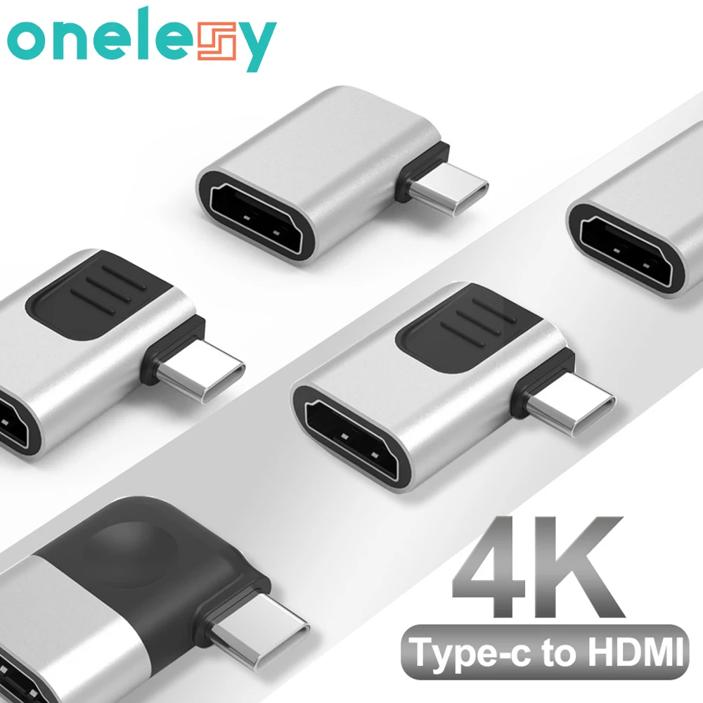 Onelesy 4k tipo-c para hdmi-adaptador compatível cotovelo design usb tipo c para hdmi-conector compatível para adaptador de conversor macbook