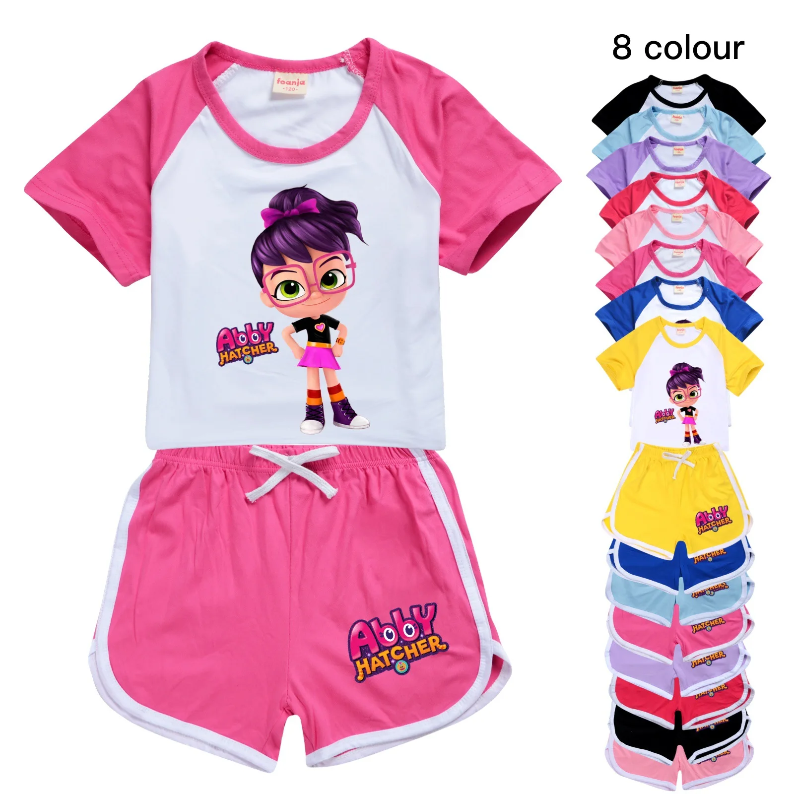 

Summer Kids Clothes Girls Abby Hatcher T-shirt + Pants Sets Short Sleeve Tracksuit Children's Cartoon Outfits Sportwear