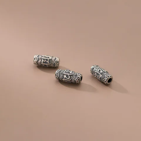 Бусины серебряные TOM YANG, 925 пробы, с мантрами