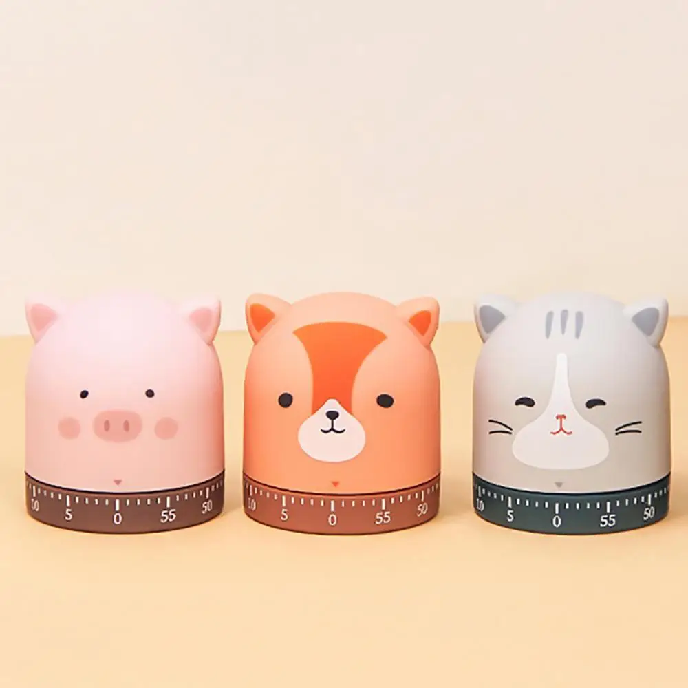 

Timer Alarm Clock Mechanical Cartoon Piggy/Cat/Fox Cooking Kitchen Countdown Alarm Clock