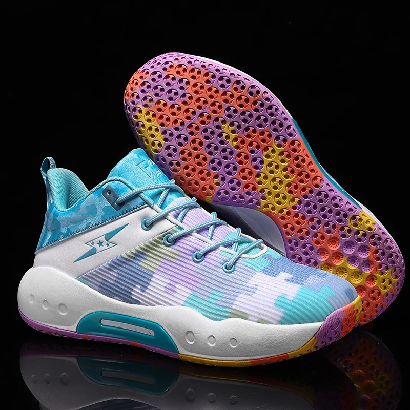 

New Colorful Basketball Training Shoes Men Breathable Mens Designer Basketball Shoes Thick Sole Anti-slip Sport Sneakers For Men