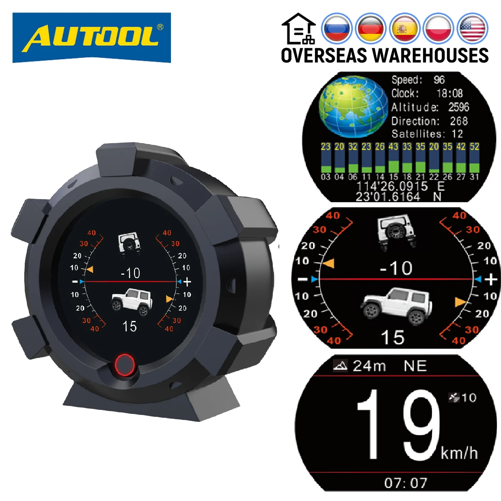 Автомобильный компас AUTOOL X95 горизонтальный инклинометр спидометр PMH KMH угол