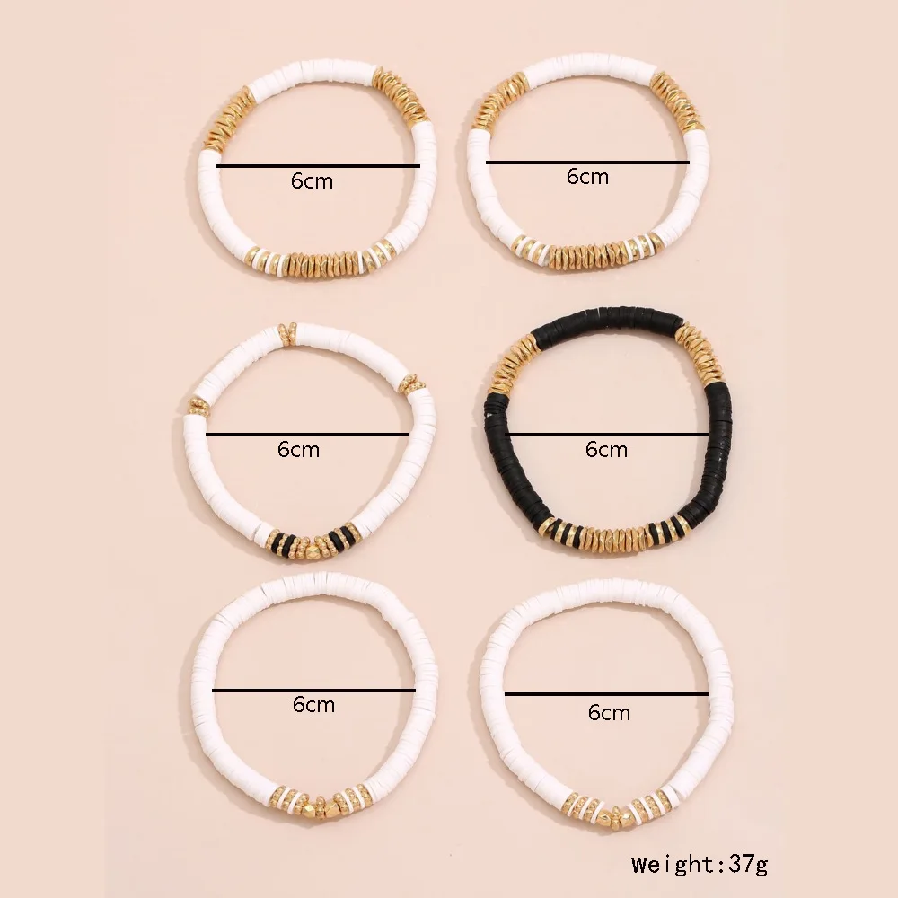 Браслет женский из полимерной глины 6 шт./компл. летний мягкий этнический белый с