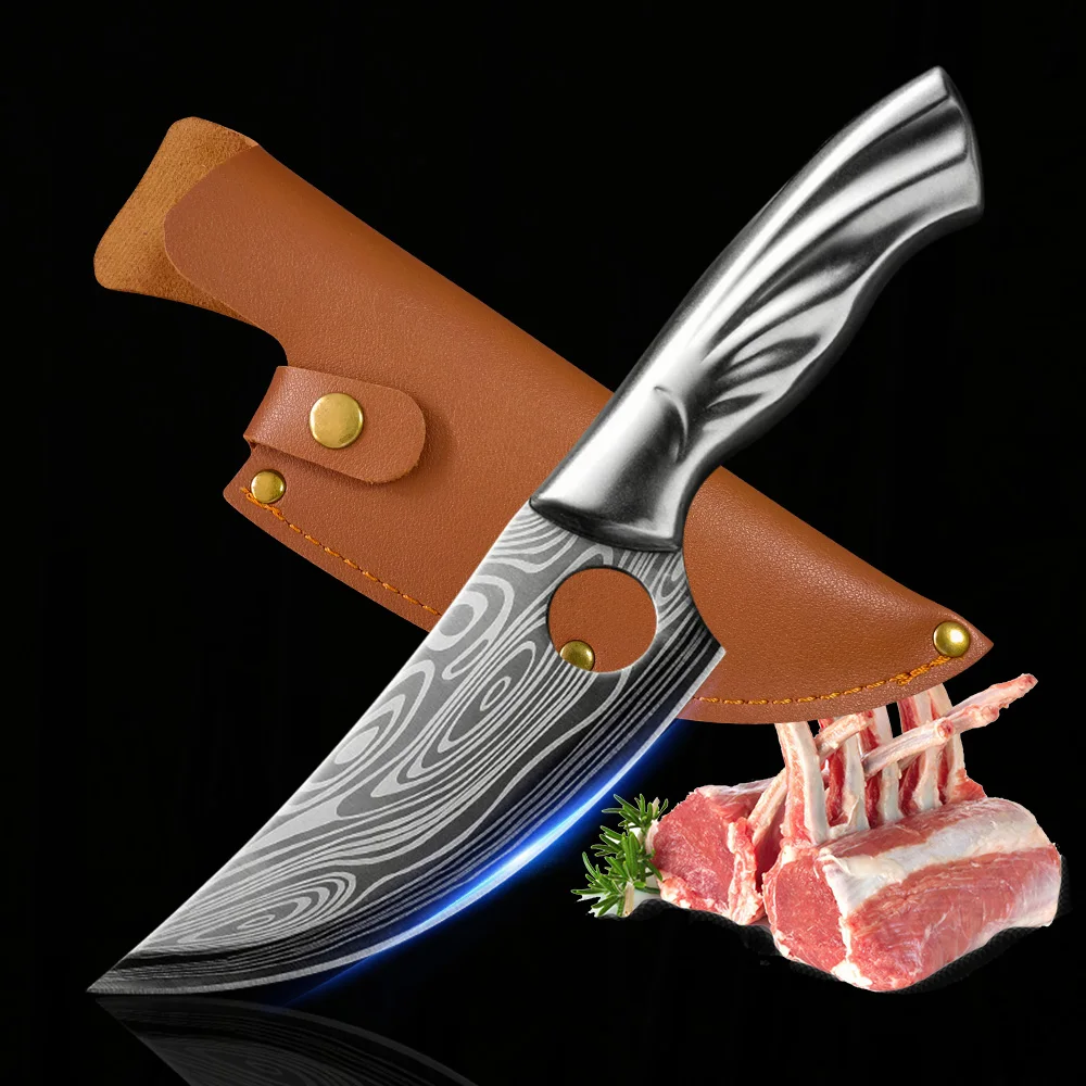 

Handmade Forged Kitchen Knife Butcher Meat Chopping Cleaver Cooking Knife Full-Tang Cutter Outdoor Fishing Chef Cleaver Knife
