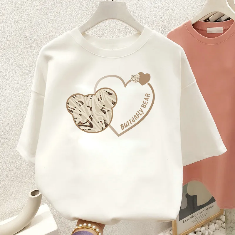 

EBAIHUI Oversized T Shirts 100% Cotton Plus Size T Shirt Summer Top Tees Cartoon Print O Neck L-6XL Short Sleeve Tshirt Women