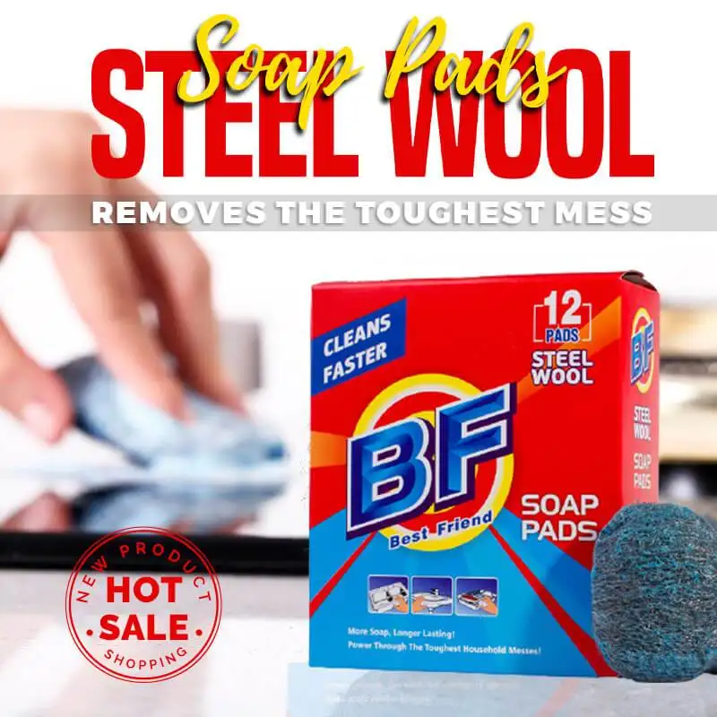 

Steel Wool Soap Pads Metal Scouring Cleaning Pads for Dishes Pots Pans and Ovens Easy Cleaning of Tough Kitchen Grease and Oil