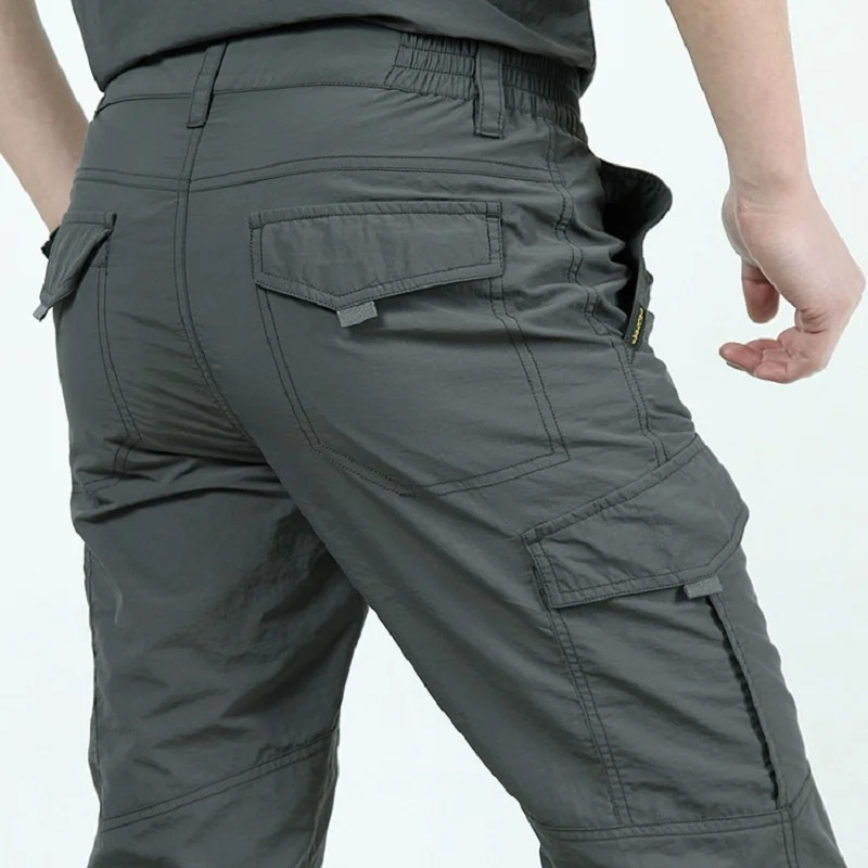 

Quick Dry Casual Pants Men Summer Army Military thin Trousers Mens Tactical Cargo Pants Male lightweight Grey Navy Blue Green