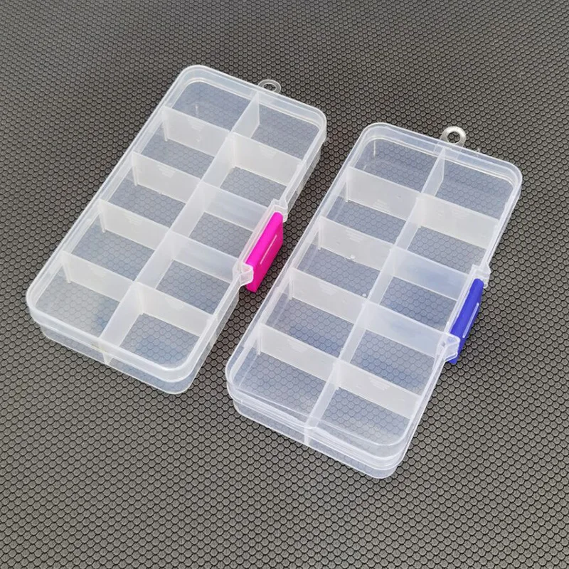 

10 Slots Plastic Boxes Gift Storage Box Jewelry Buttons Compartment Container for Beads Earring Packaging Decor Rectangle Box