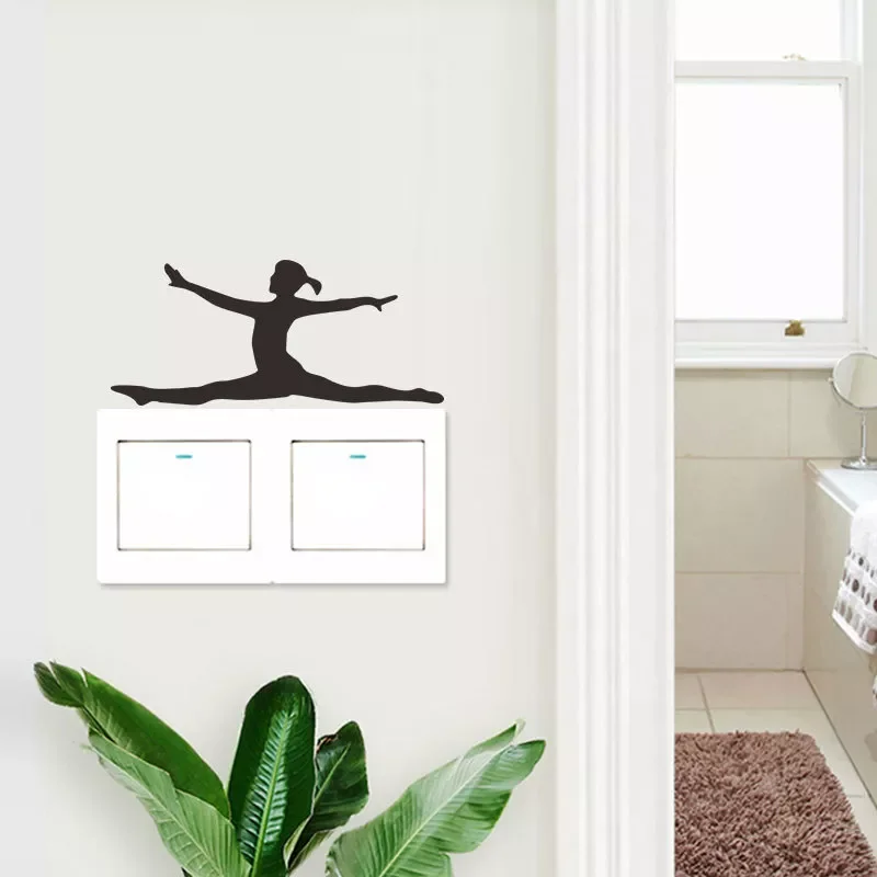 

NEW2022 Ballet dance girl Wall Sticker Living room background Switch decoration Pvc Switch Stickers wallpaper Removable Mural