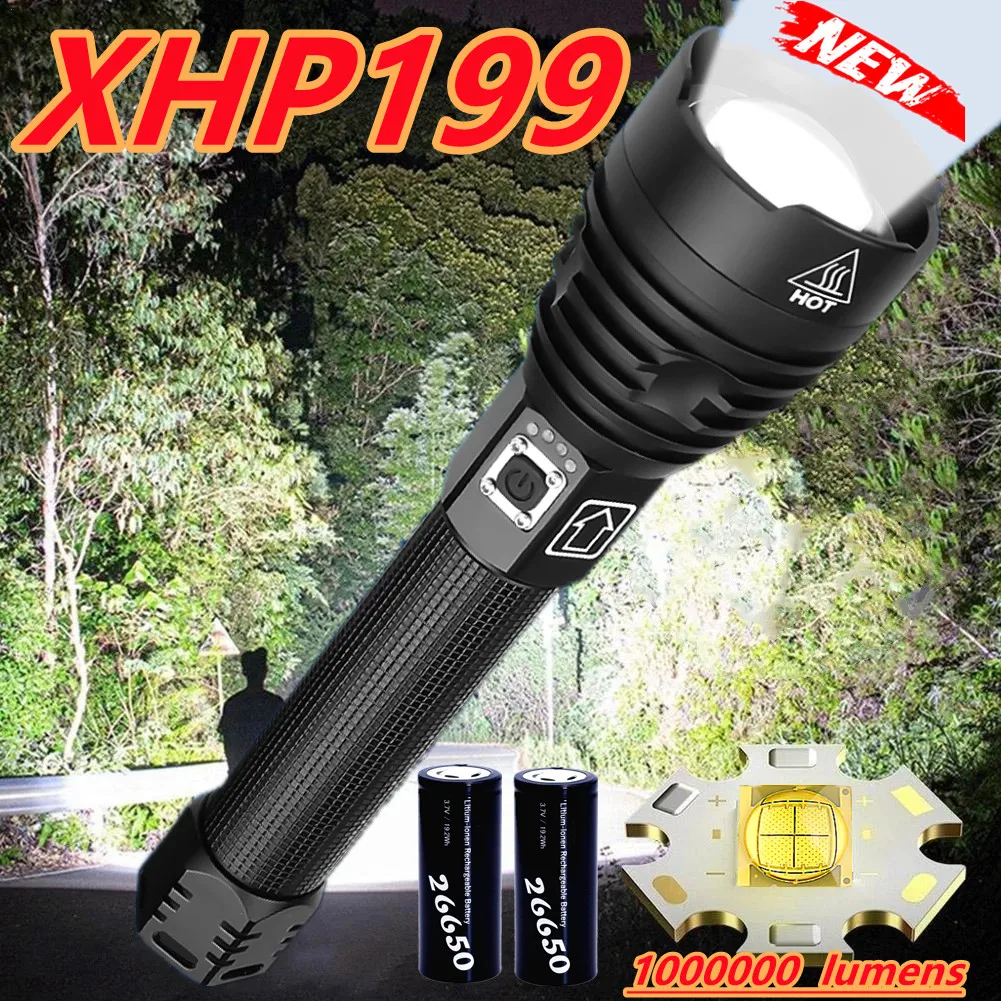 

300W Most Powerful LED Flashlight XLamp XHP199 USB Zoomable 3 mode Torch XHP70 XHP50 18650 26650 Rechargeable Battery Flashlight