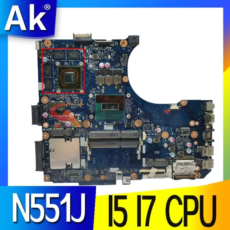 

N551JK MAINboard For N551JX G551JM N551JW G551JX N551JQ N551JM Motherboard I5-4200H I7-4710HQ I7-4720 GTX860M GTX960M 100% Test