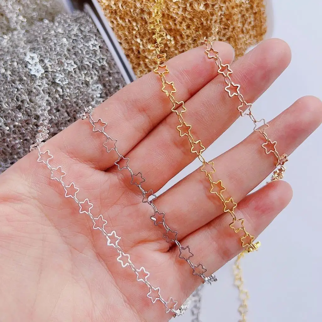 2Meters 1Meter Star Chains for Neckalce Bracelet Jewelry Making DIY Components Accessories Gold Color Chain Wholesale |