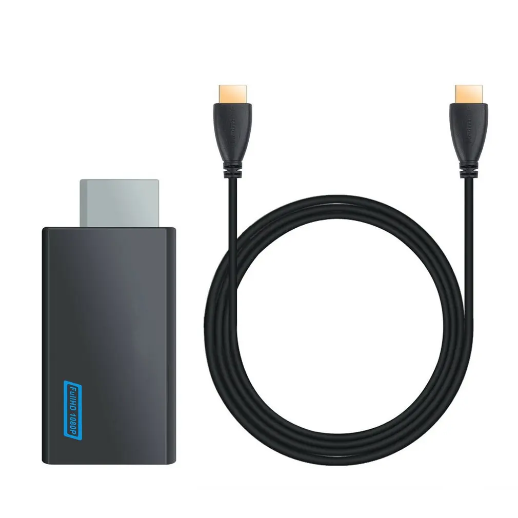 

HDMI-совместимый конвертер с 5-футовым высокоскоростным кабелем Wii 2hdmi-совместимый адаптер для Wii AV многовыходной разъем DVI черный