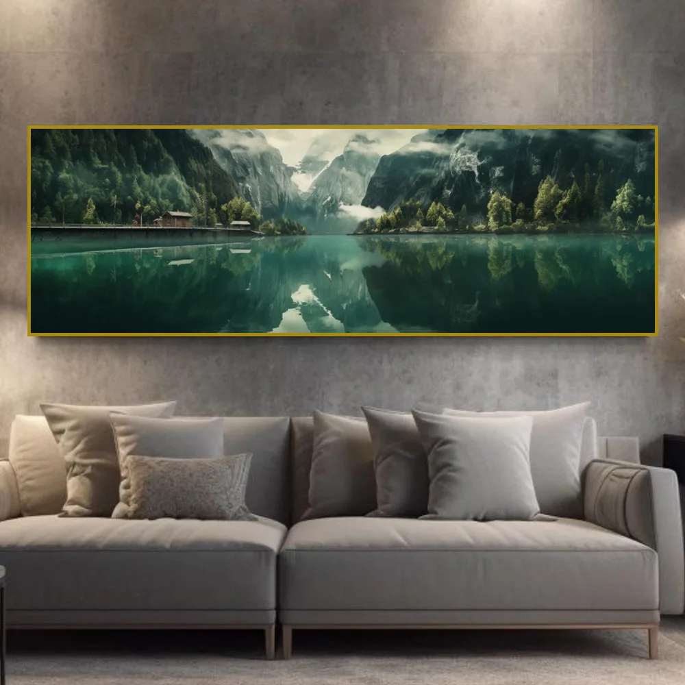 

Enchanting Landscape Large Canvas Wall Art Mountain Forest and Lake Scenery Ideal For Living Room Decor Nature Wall Print