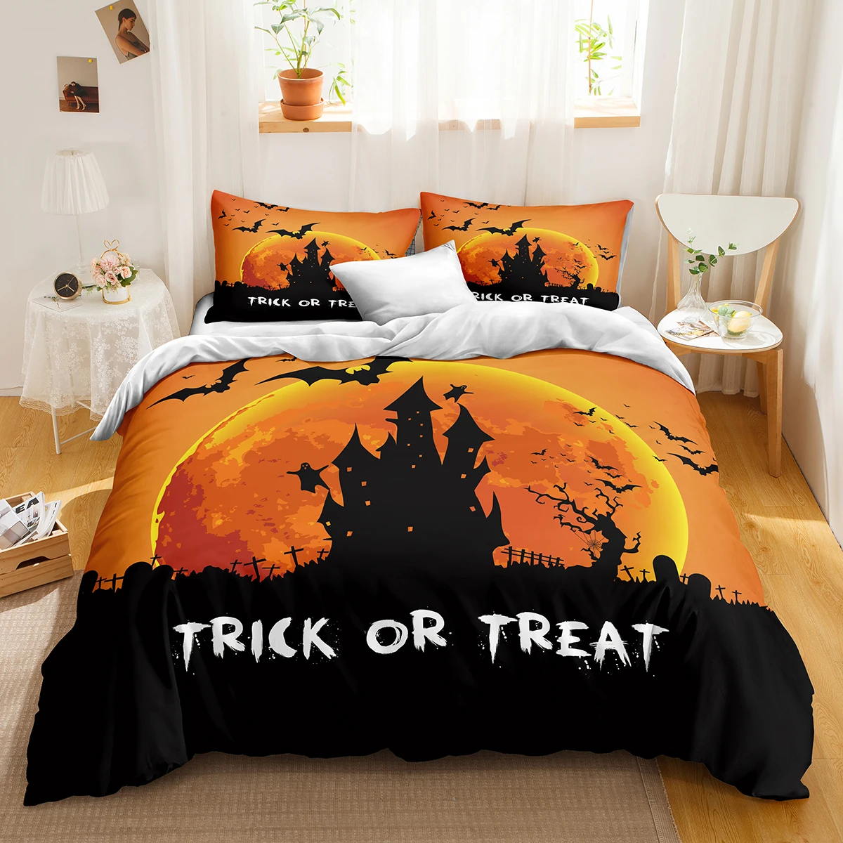 

Комплекты постельного белья на Хэллоуин, комплект с пододеяльником в виде замка, современный модный домашний текстиль, постельное белье с цветочным рисунком, Прямая поставка