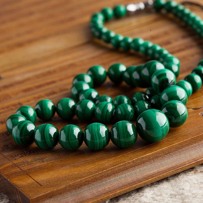 

Natural Green Malachite Chrysocolla Beads Necklace 6-12mm Chrysocolla Round Beads Necklace Pendant Woman Men AAAAAA Genuine