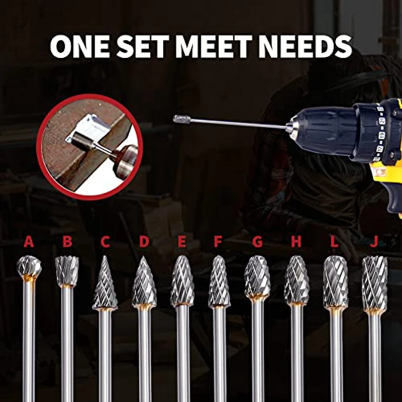 Набор твердосплавных фрез 6 дюймов 10 шт. вольфрамовый хвостовик с двойной резкой 3