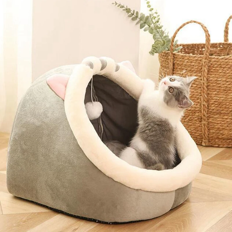 

Cat Bed Warm Pet Basket Cozy Kitten Lounger Cushion Cat House Tent Small Dog Mat Bag For Washable Cave Cats Beds