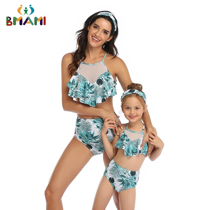 

Family Matching Leopard Swimwear Mother Daughter Women Kid Baby Girls Swimsuit Mum And Daughter Clothes Mom And Me Bikini Set