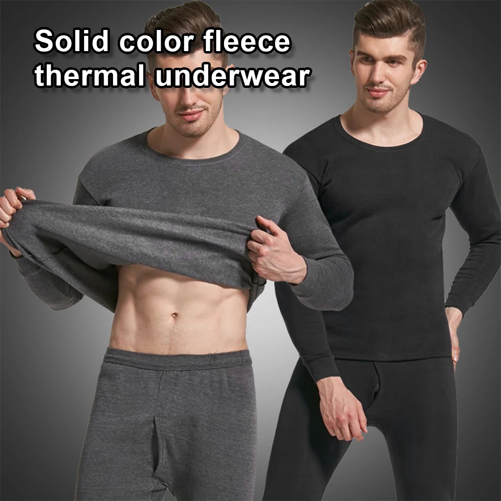 Men Thermal Underwear Thicken Long Sleeve Round Neck Autumn Winter Office School Outdoor Inner Wear Tops Suit for Male
