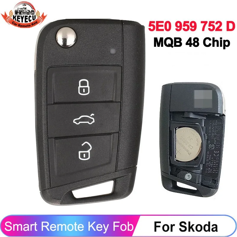

KEYECU OEM 5E0 959 752 D 5E0959752D для Skoda Rapid Octavia MK3 2013+ MQB 48 чипов 434 МГц дистанционный брелок MQB48 без ключа Go