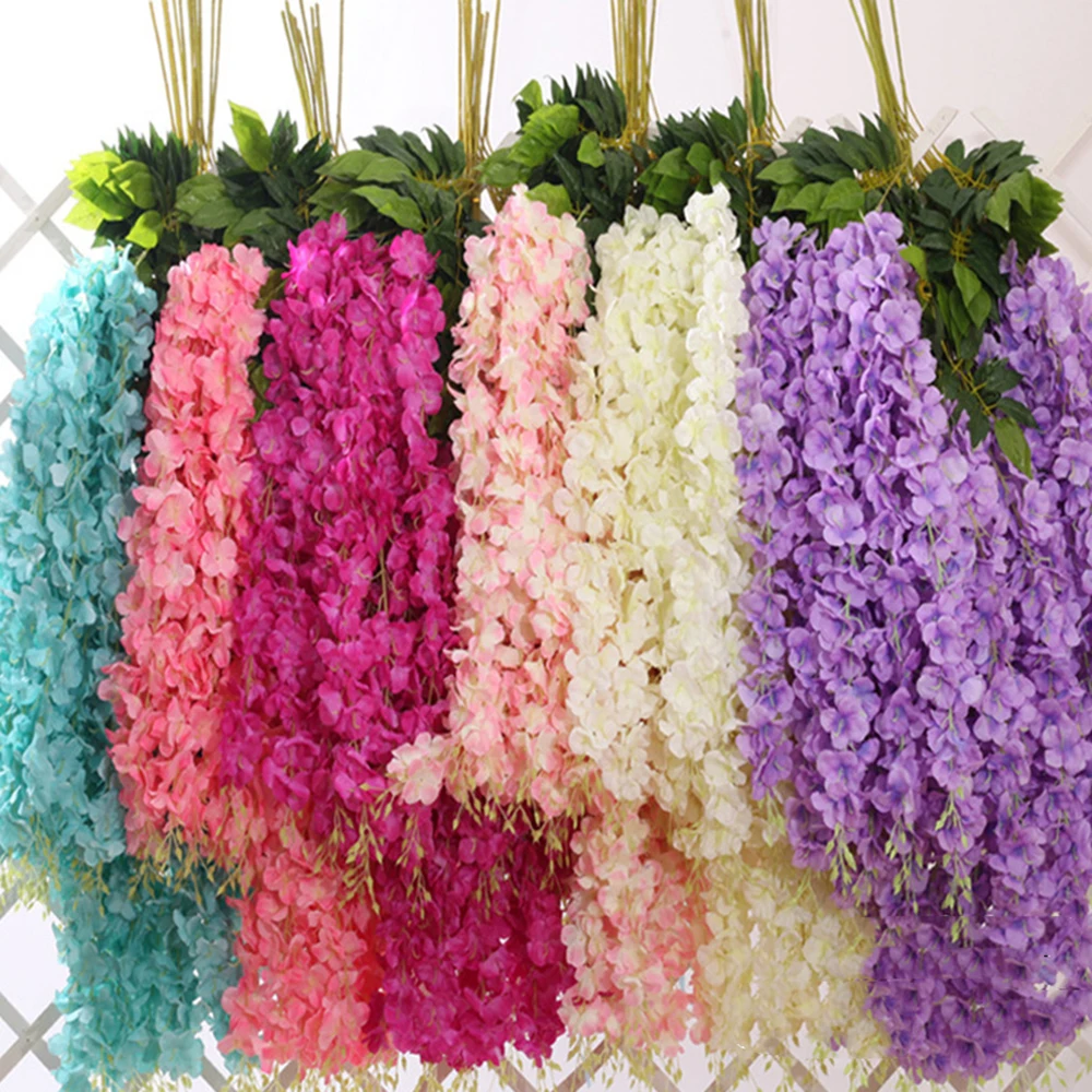 

12Pcs/Lot Wisteria Vine Artificial Flower Silk Wreath Arch Wedding Garland Hanging DIY Home Party Garden Office Plant Wall Decor