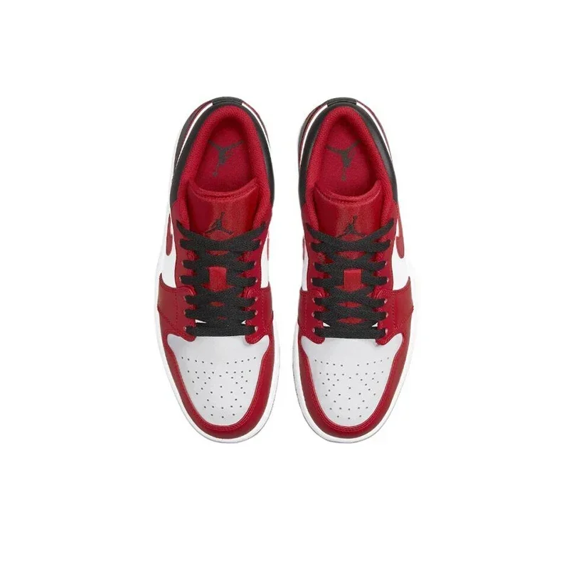 Original Air Jordan 1 low &quotRed Anti-Slip Low Top Retro Basketball Shoes Men's Sneakers Red and White Black 553558-610