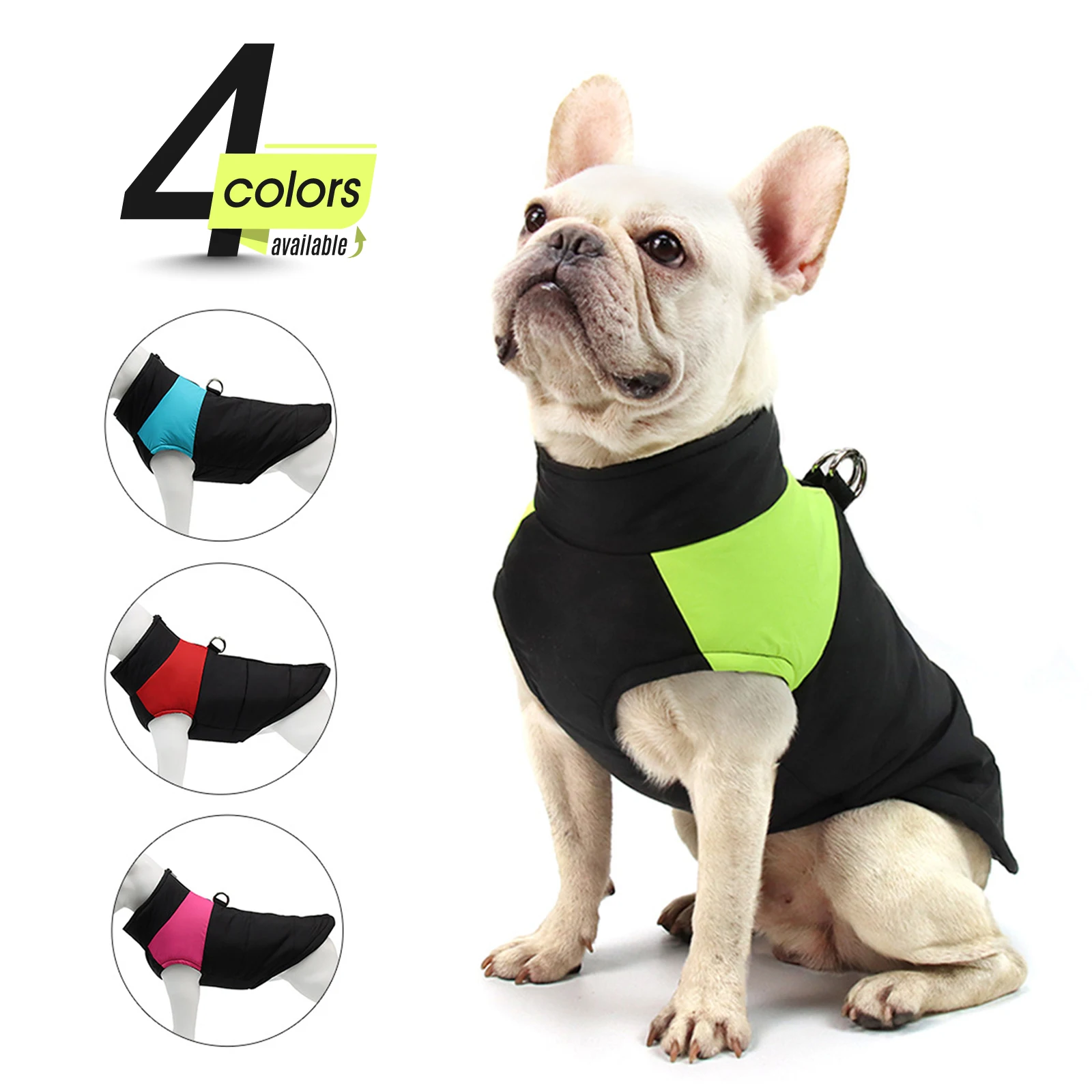 

Pet Clothes Dog Winter Waterproof Jacket Dog Warm Padded Vest Coat Dual D Ring Cold Weather Zip Up Sports Outwear PC204