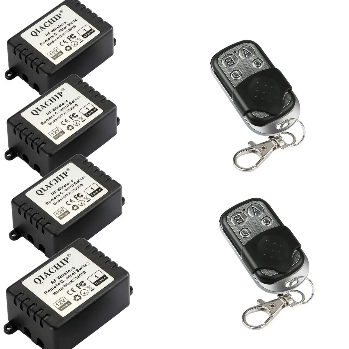 

DC 12V 1CH 433Mhz RF Wireless Relay Remote Control Light Momentary Switch Transmitter with Receiver 4 Relays