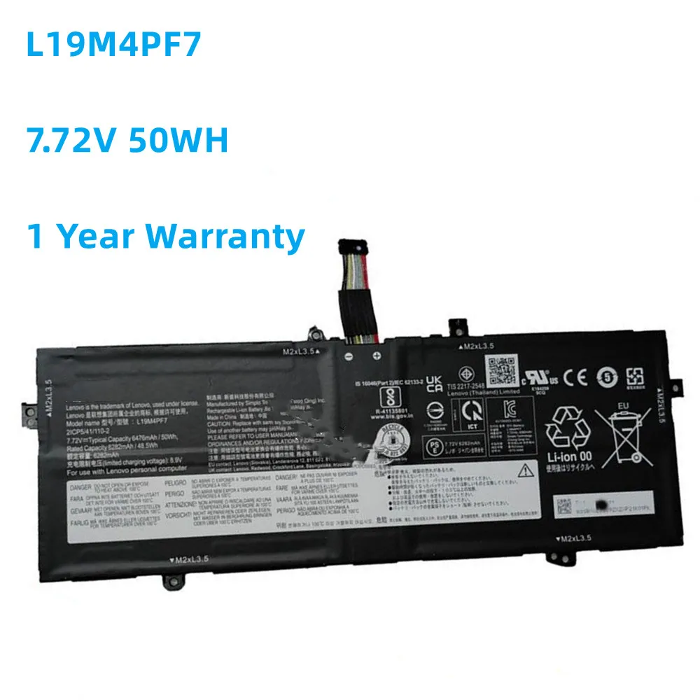 New Laptop Battery 7.72V 50Wh 6476mAh L19M4PF7 For Yoga 7 Carbon 13ITL5 YOGA 13S 2021 Notebook