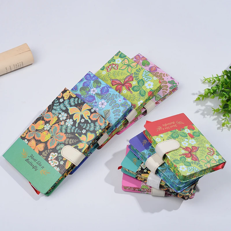 

144 Sheets 32K Butterfly Flower Hardcover Notebook Diary Student Handbook Notepad Magnetic Buckle Thickening Sketchbook Supplies