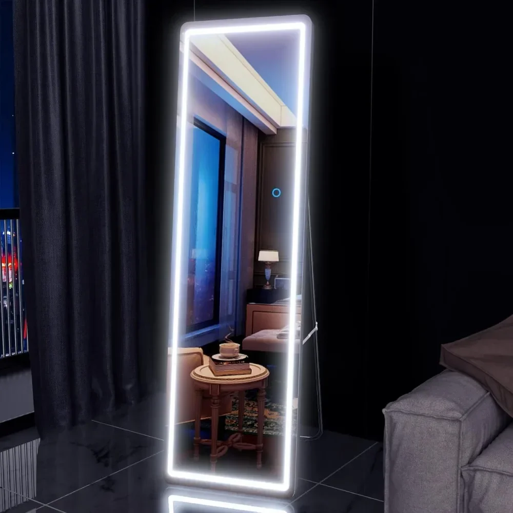 

63"x16"Full Length Floor Mirror Dimming Lights,Tall Full-Size, Free Standing Mirror, Wall Mounted Hanging Mirror, Touch Control