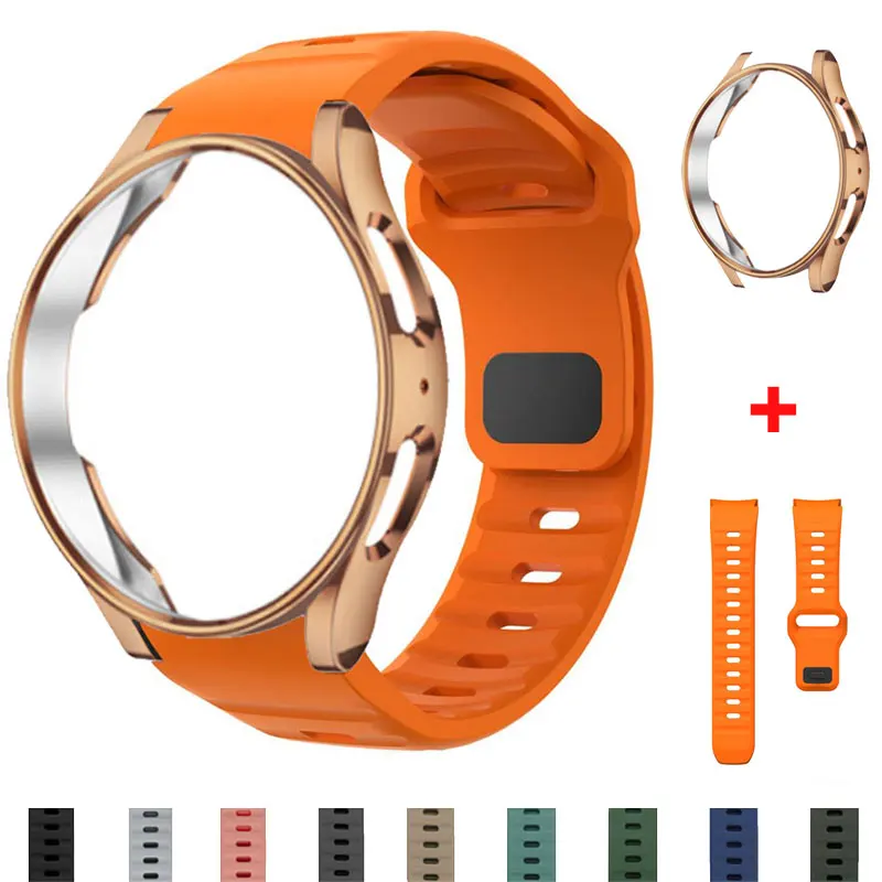 

Official Wave Strap+Case For Samsung Watch 6-5-4 40mm 44mm 4/6 Classic 42 43mm 46 47mm No Gap Silicone Bracelet Watch 5 Pro 45mm