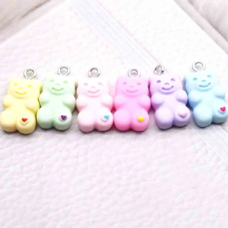 

10pcs 11*21mm Cute Cartoon Heart Gummy Bears Resin Flatback Charms For Pendant DIY Earrings Necklace Jewelry Accessories Finding