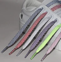 reflective flat shoelaces running shoes lace adult children shoelaces fluorescent sneaker buckle metal shoestrings sports