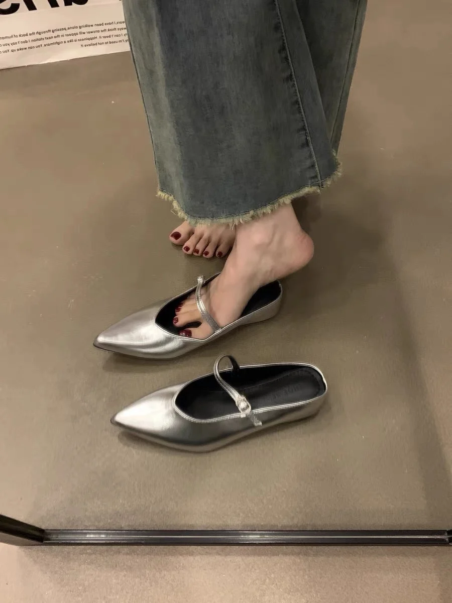 Босоножки на низком каблуке удобные шлепанцы из мягкого флока без застежки